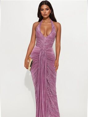 Fashion Nova My Moment Pleated Maxi Dress - Mauve